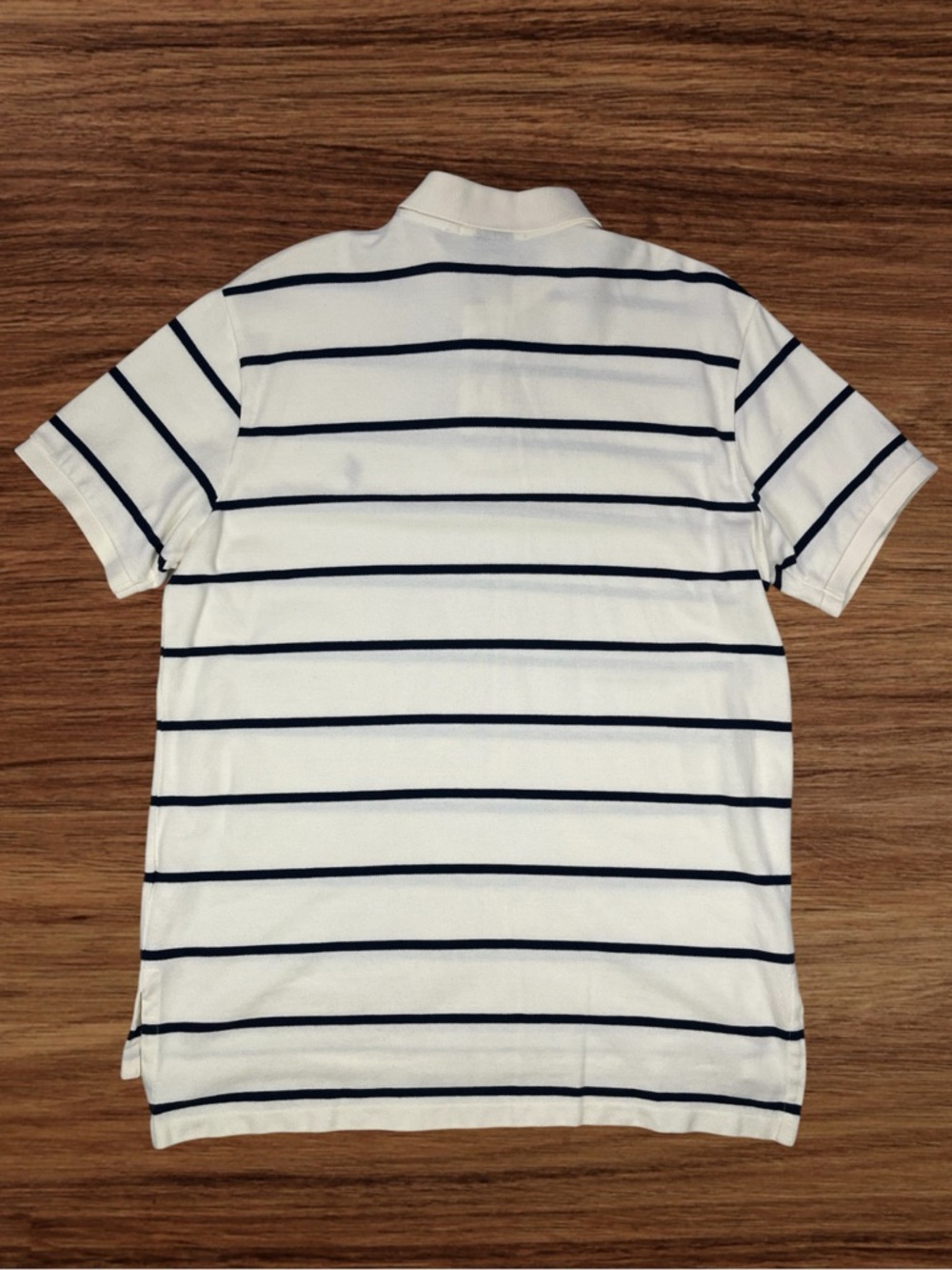 Polo Ralph Lauren Men’s Cream/Blue Stripes 100% Cotton Polo. Custom Fit. Large - Picture 3 of 6